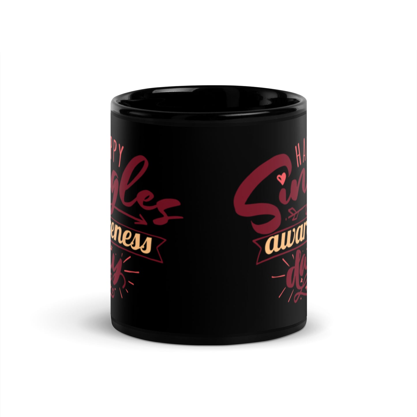 Happy Singles Awareness Day Black Glossy Mug