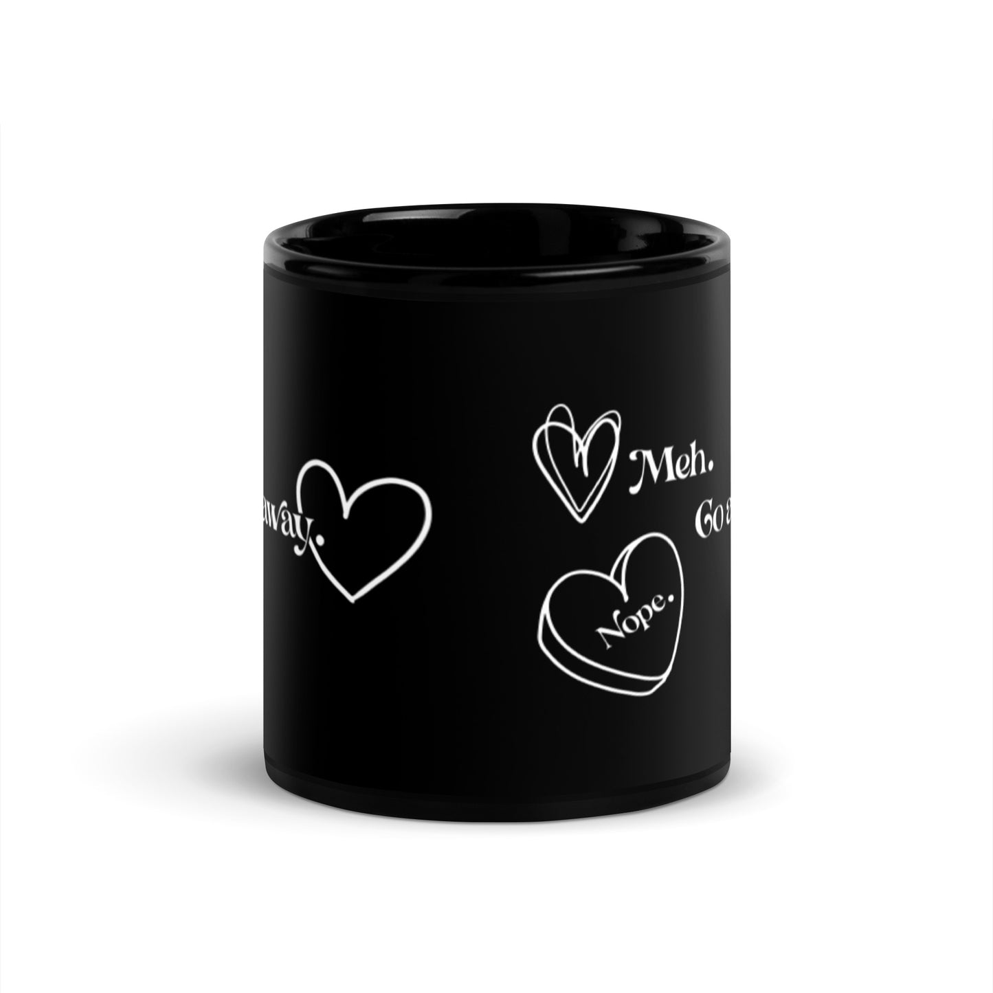 Meh Go Away Black Glossy Mug