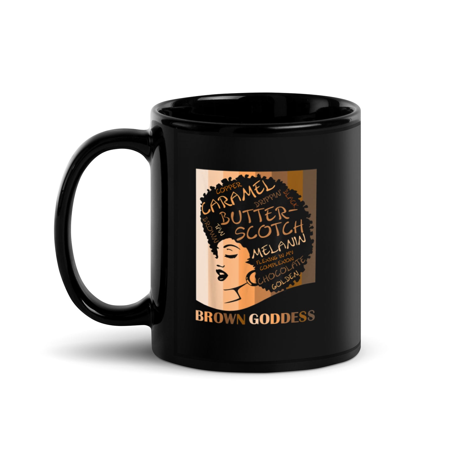 Brown Goddess Black Glossy Mug