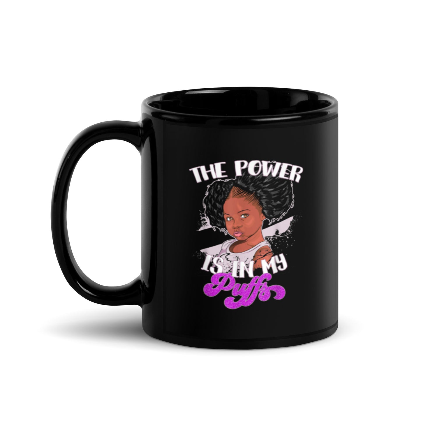 The Power Is In My Puffs Black Glossy Mug