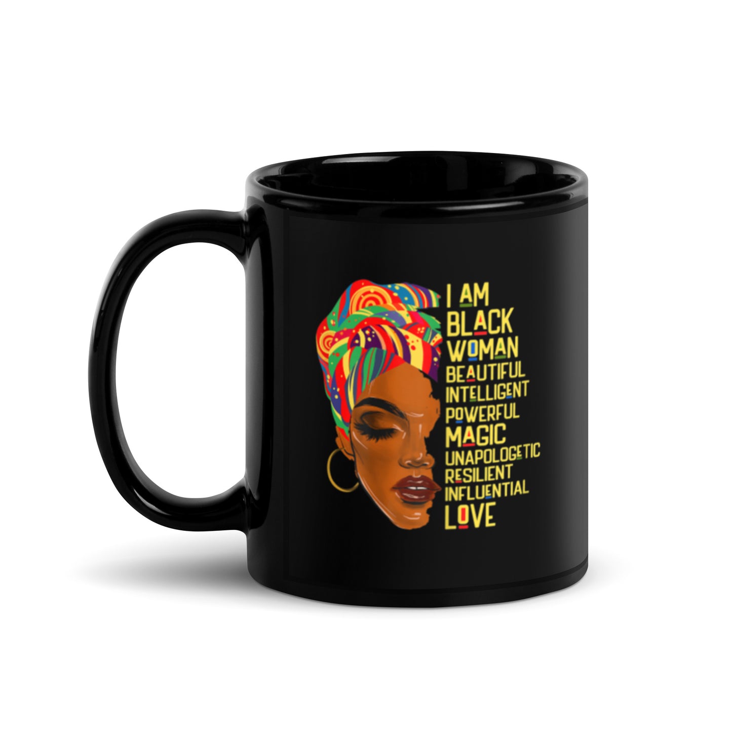 I Am A Black Woman Black Glossy Mug