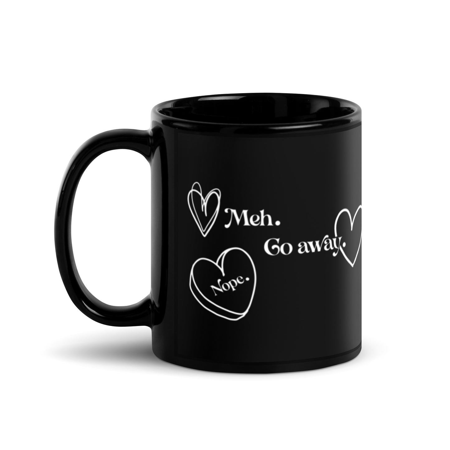 Meh Go Away Black Glossy Mug