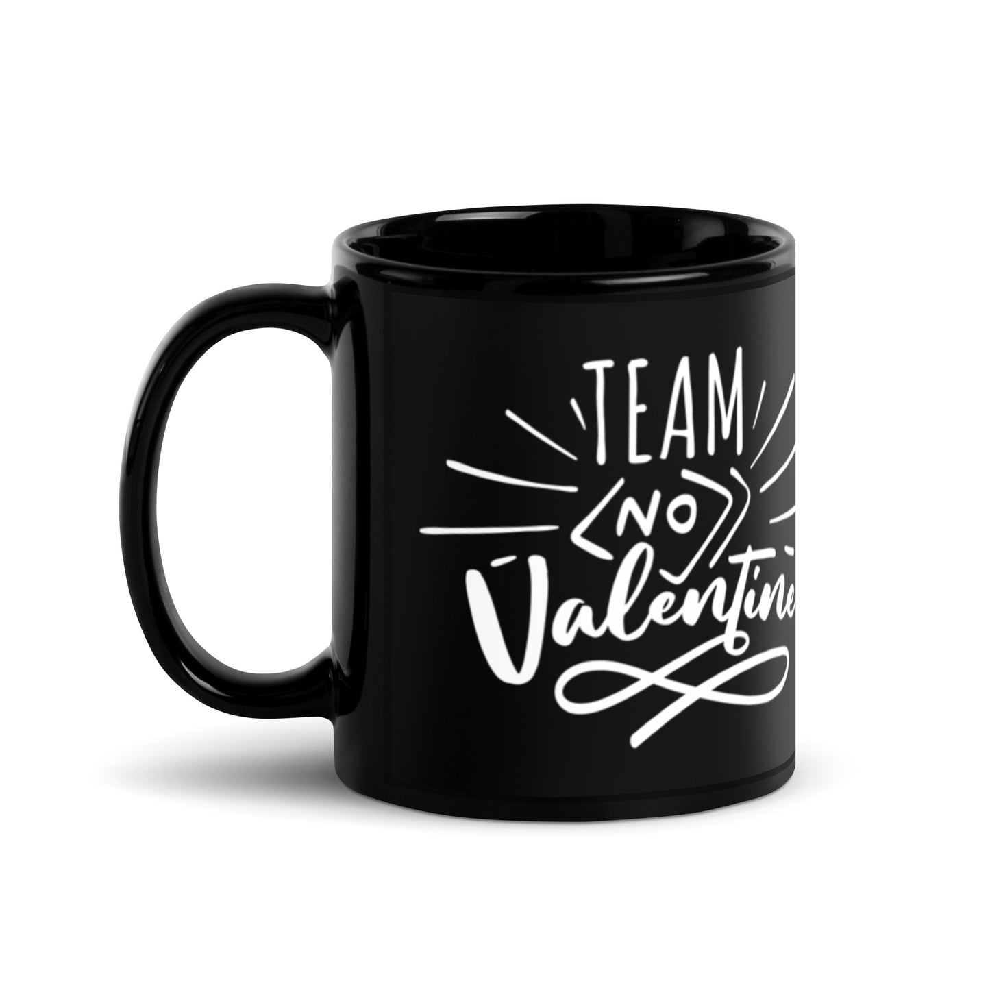 Team No Valentine Black Glossy Mug