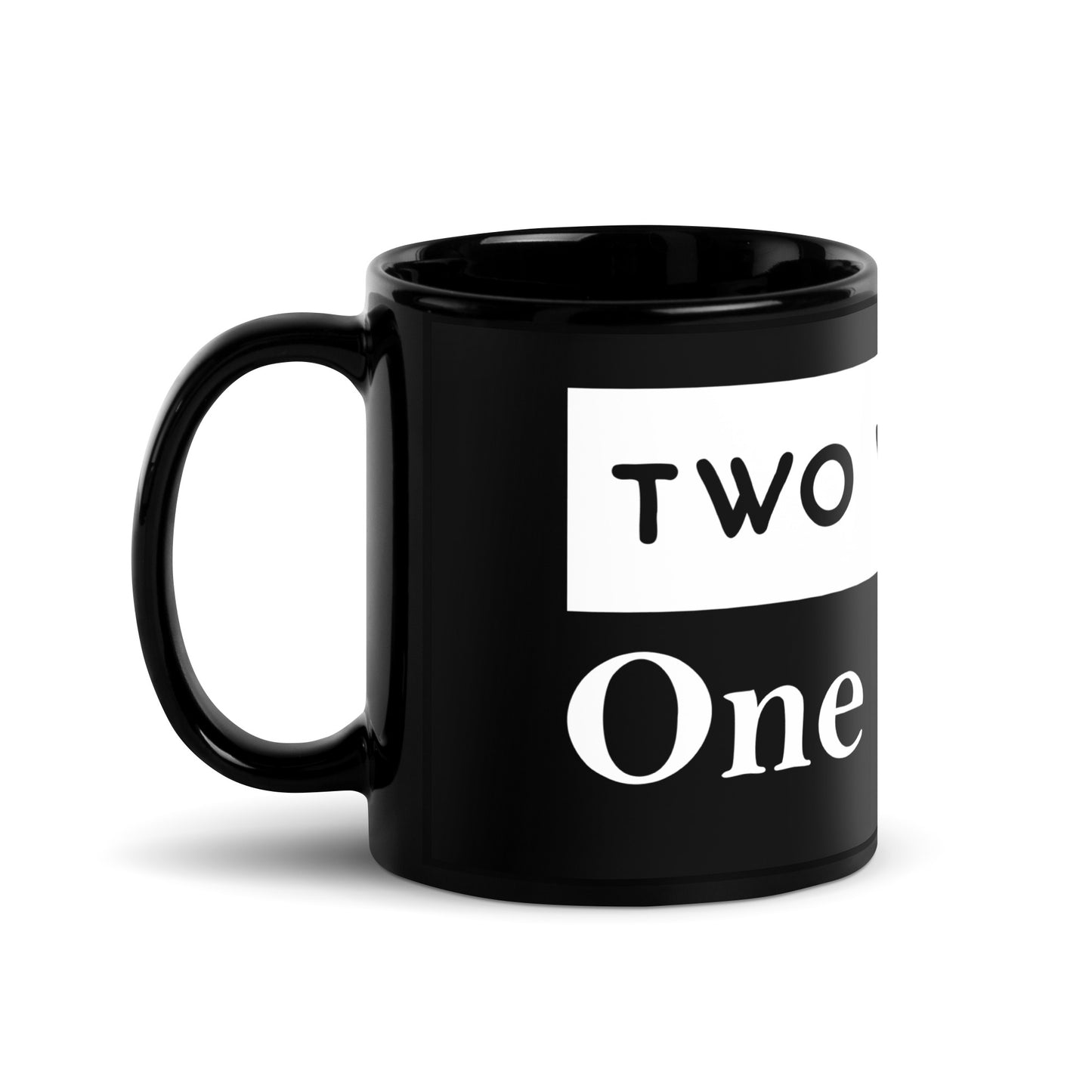 Two Words One Finger Black Glossy Mug