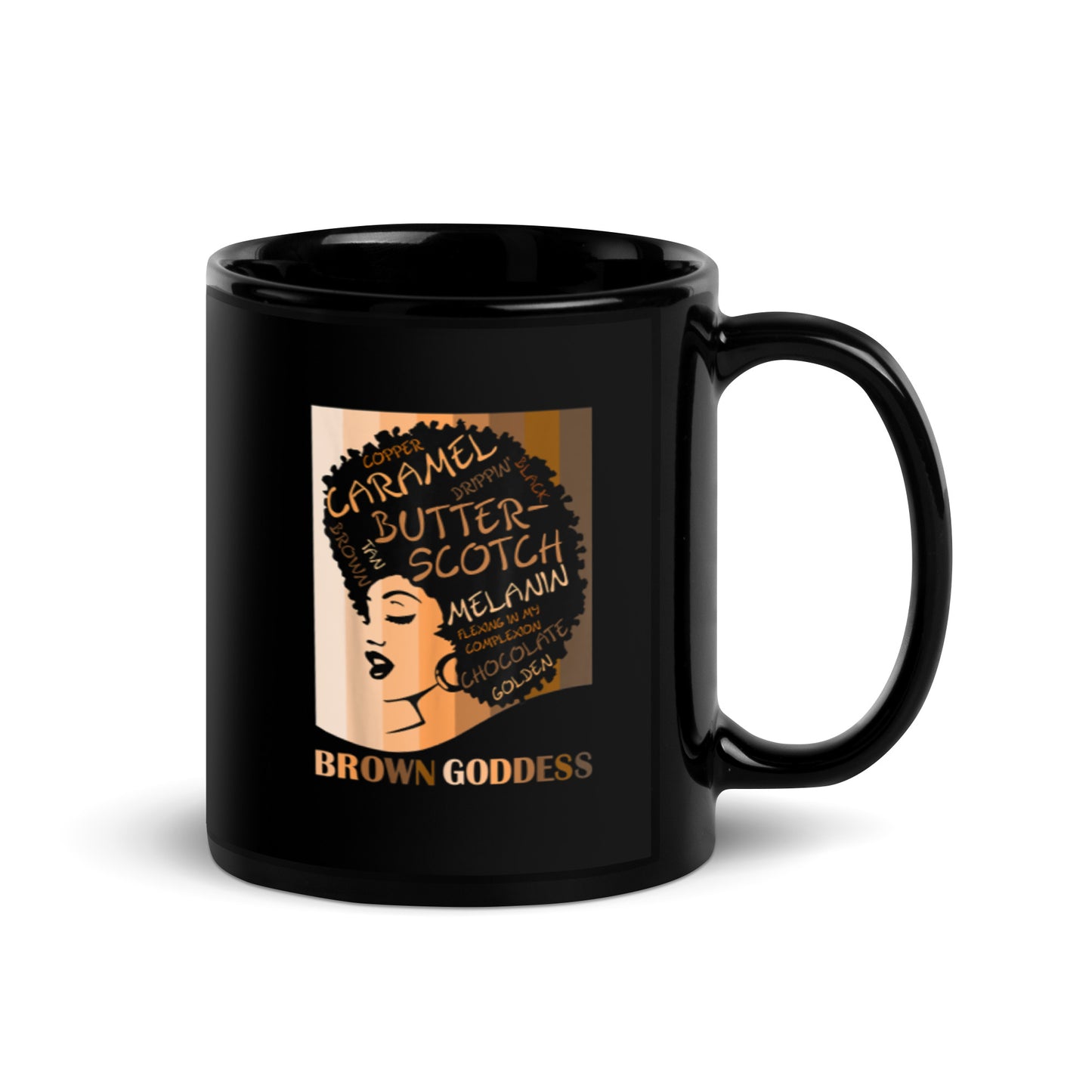 Brown Goddess Black Glossy Mug