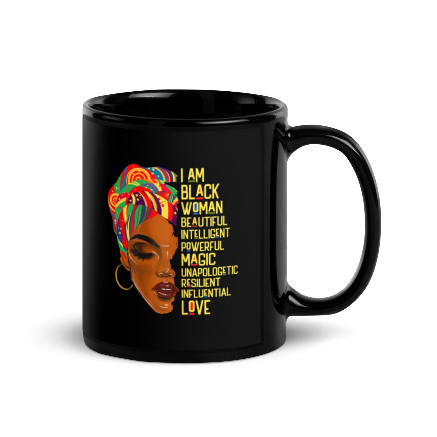 I Am A Black Woman Black Glossy Mug