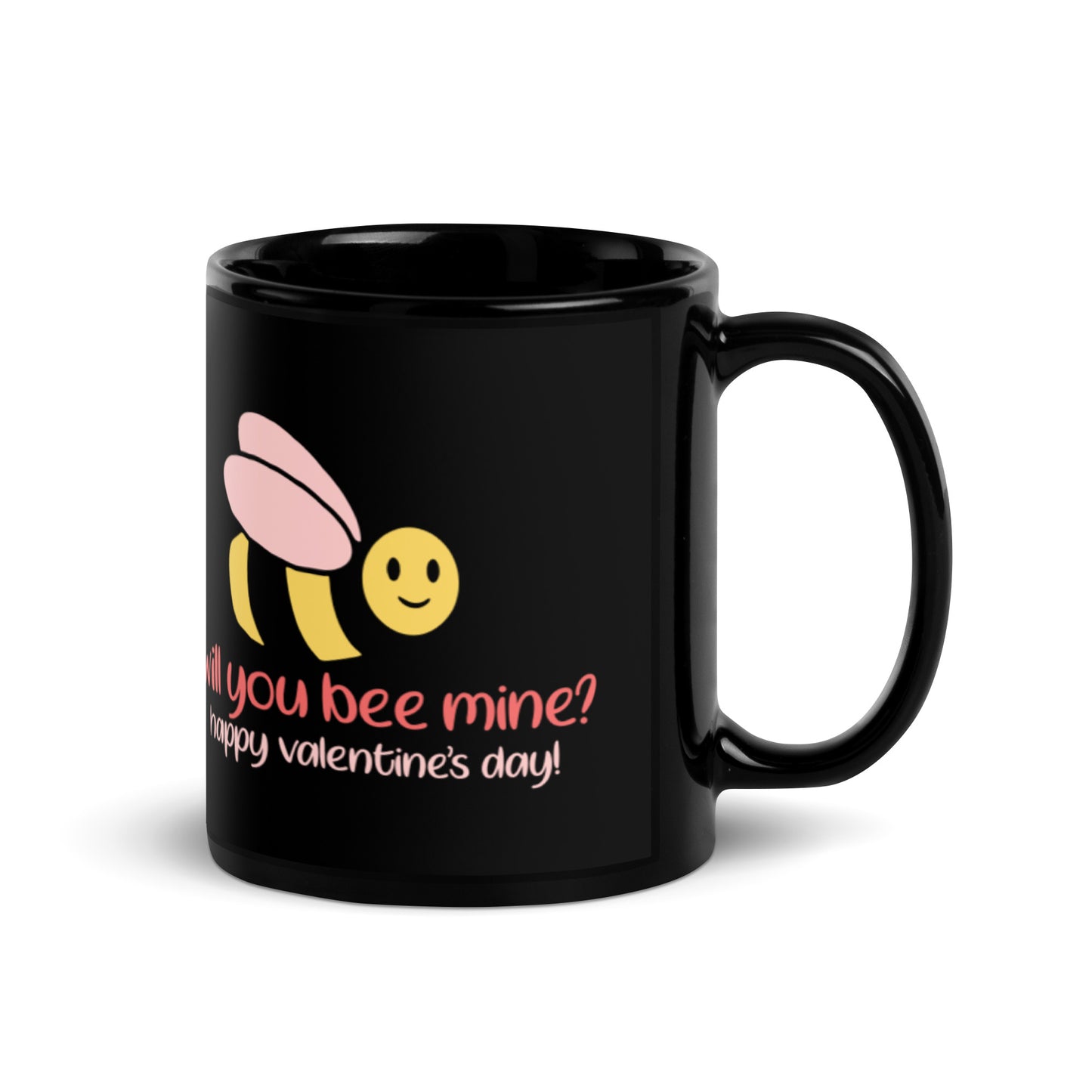 Will You Bee Mine Black Glossy Mug