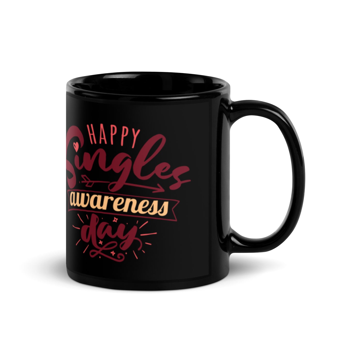 Happy Singles Awareness Day Black Glossy Mug