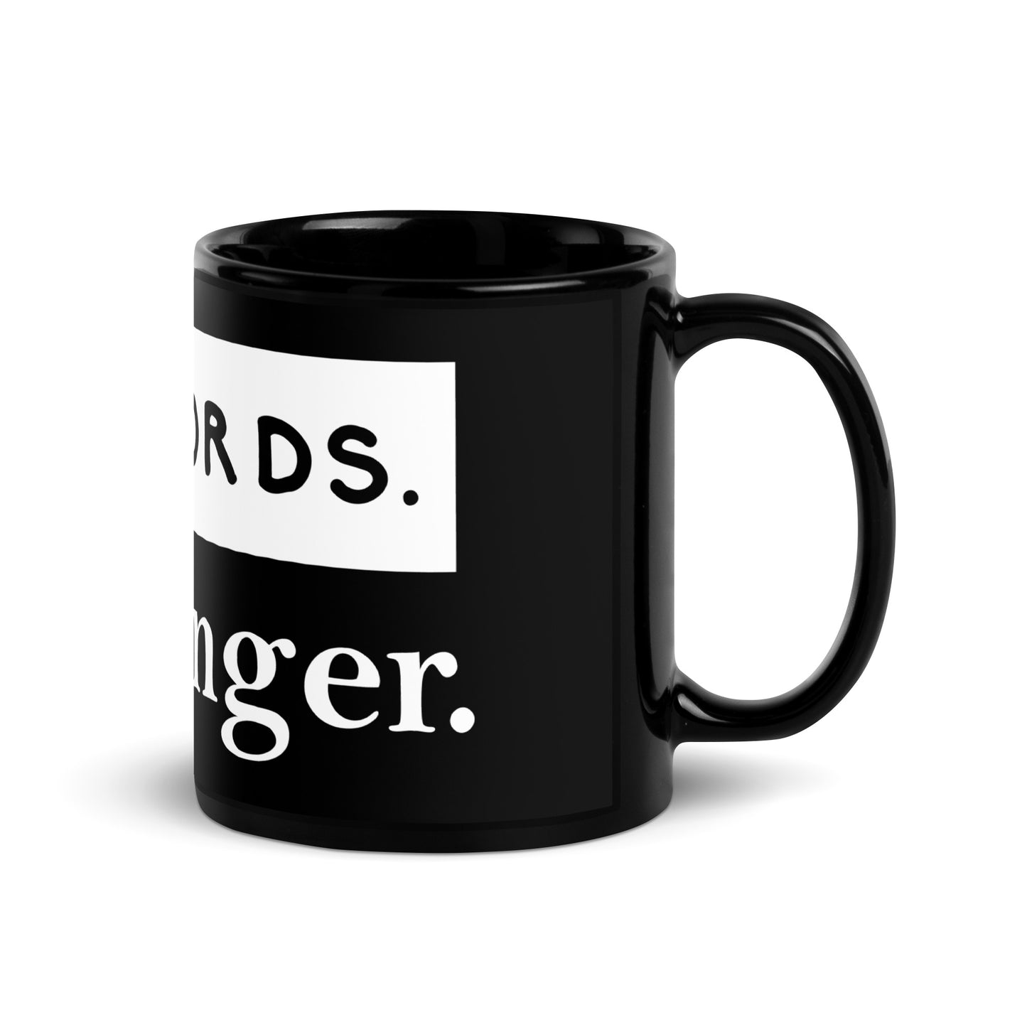 Two Words One Finger Black Glossy Mug