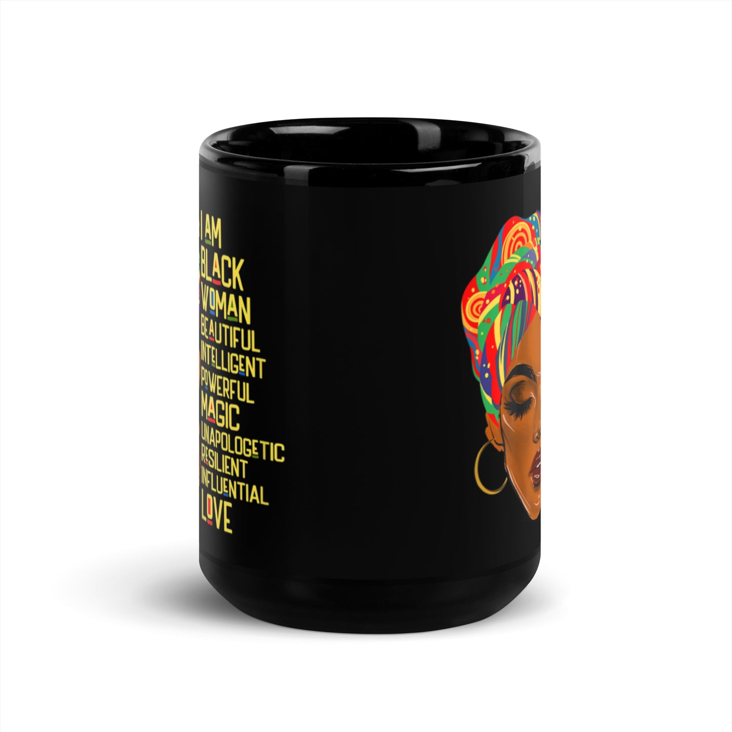 I Am A Black Woman Black Glossy Mug