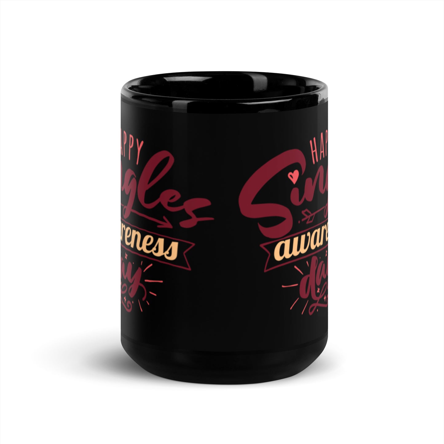 Happy Singles Awareness Day Black Glossy Mug