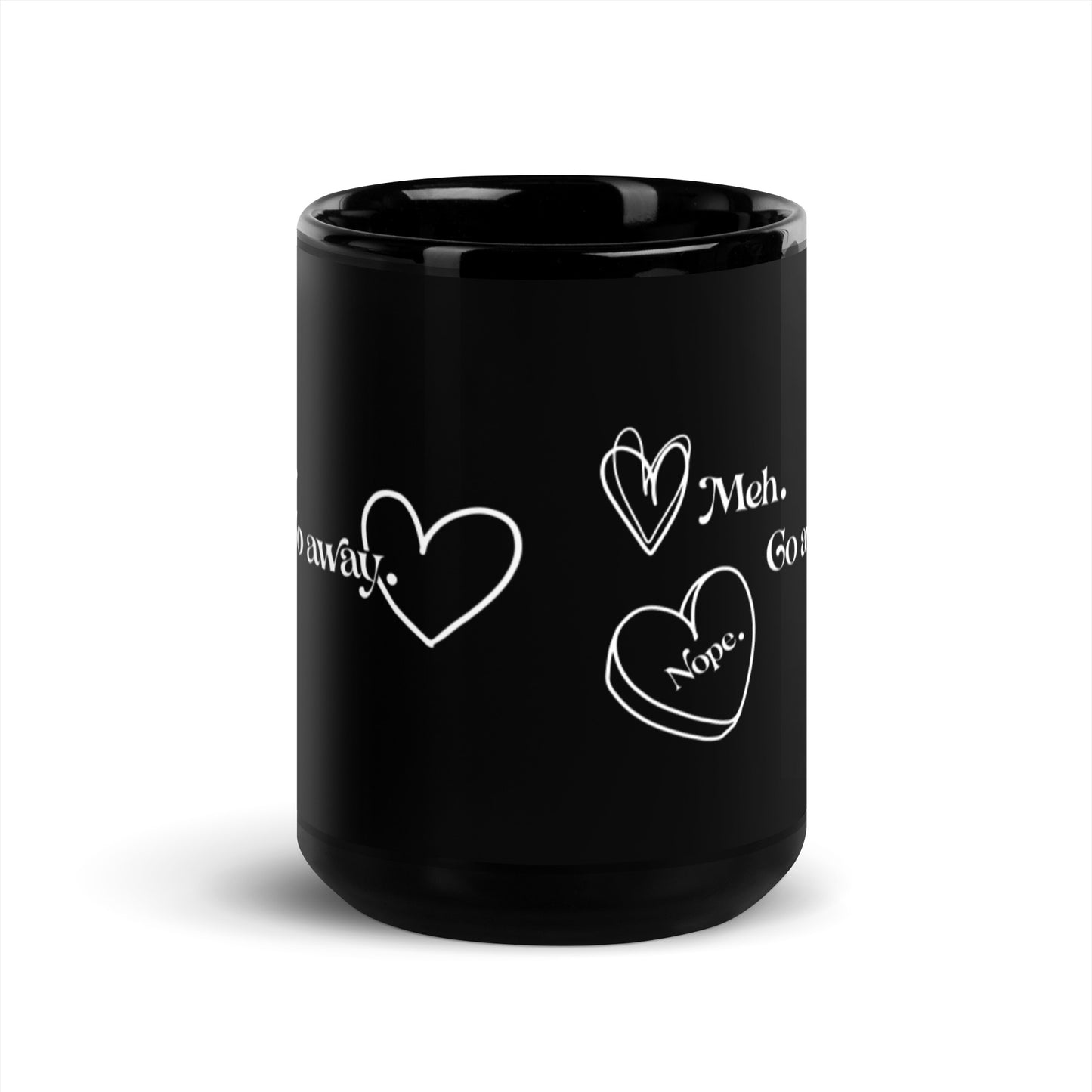 Meh Go Away Black Glossy Mug