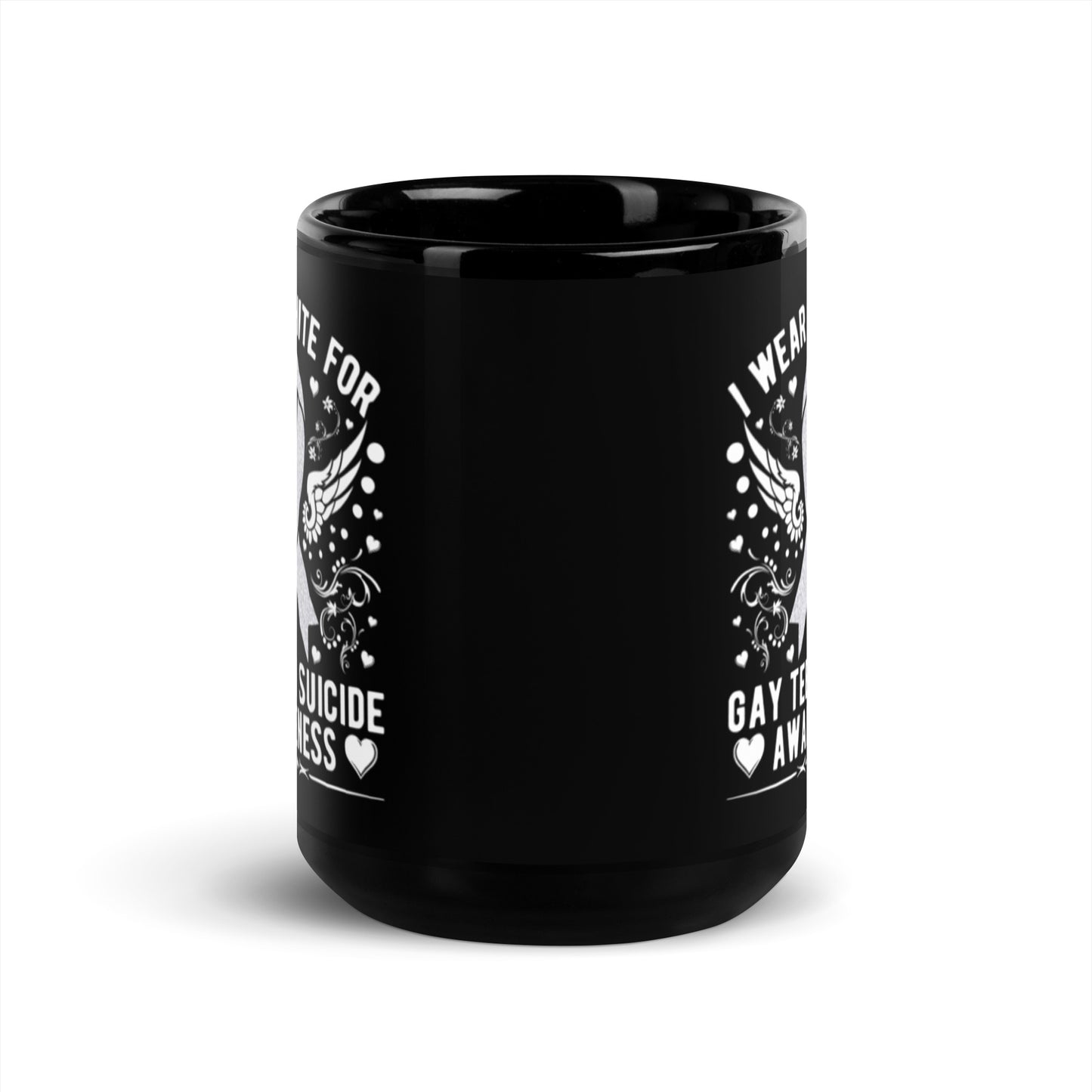I Wear White Awareness Black Glossy Mug