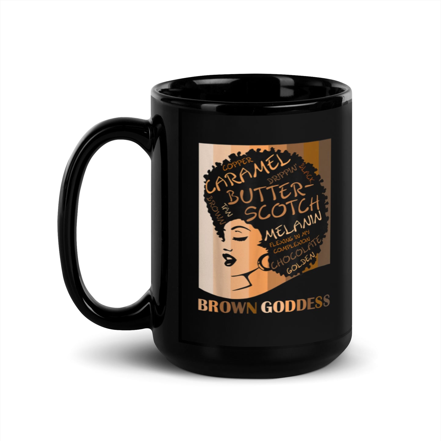 Brown Goddess Black Glossy Mug