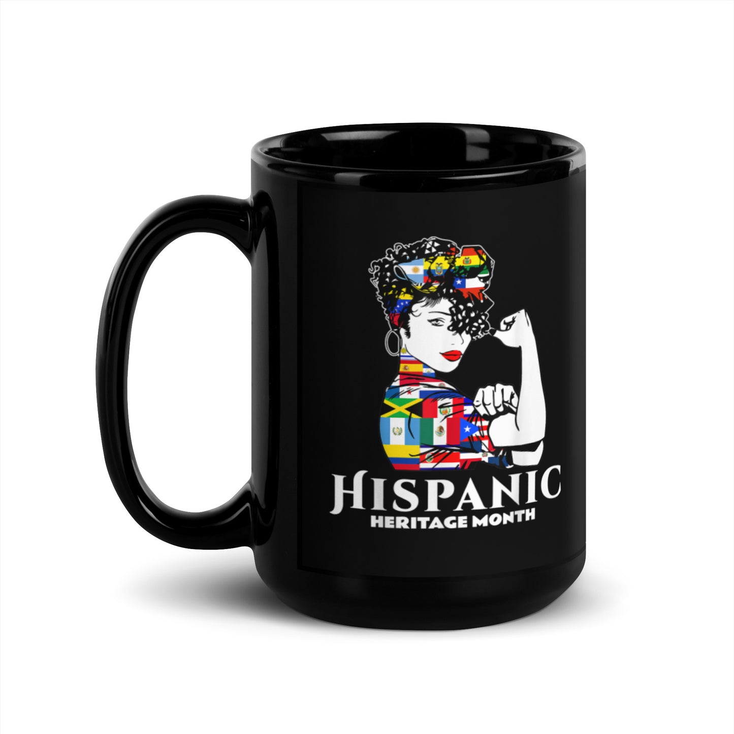 Hispanic Heritage Month Black Glossy Mug