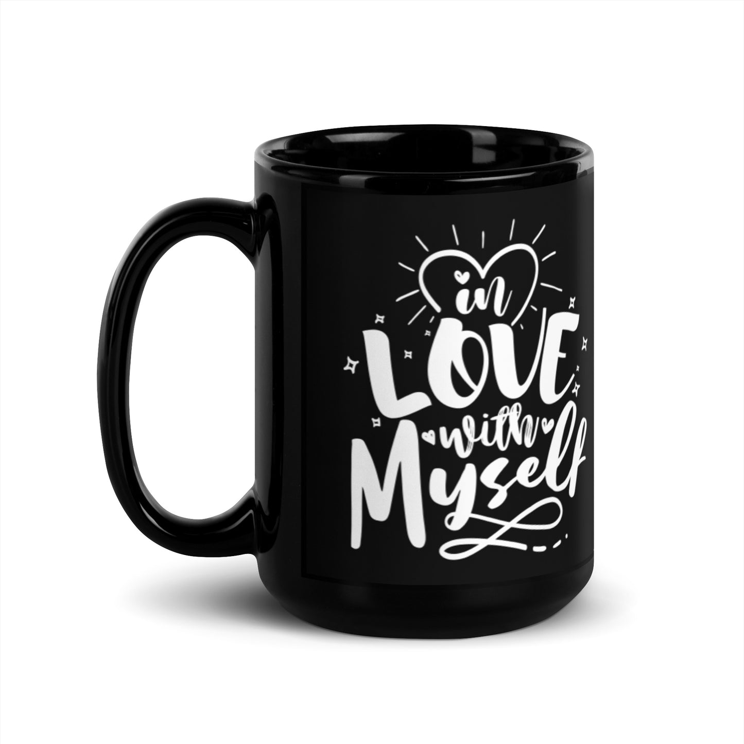 In Love With Myself Black Glossy Mug