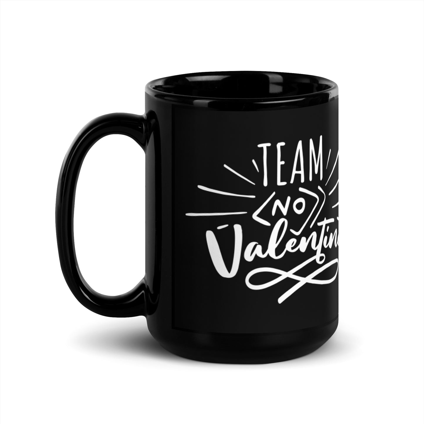 Team No Valentine Black Glossy Mug