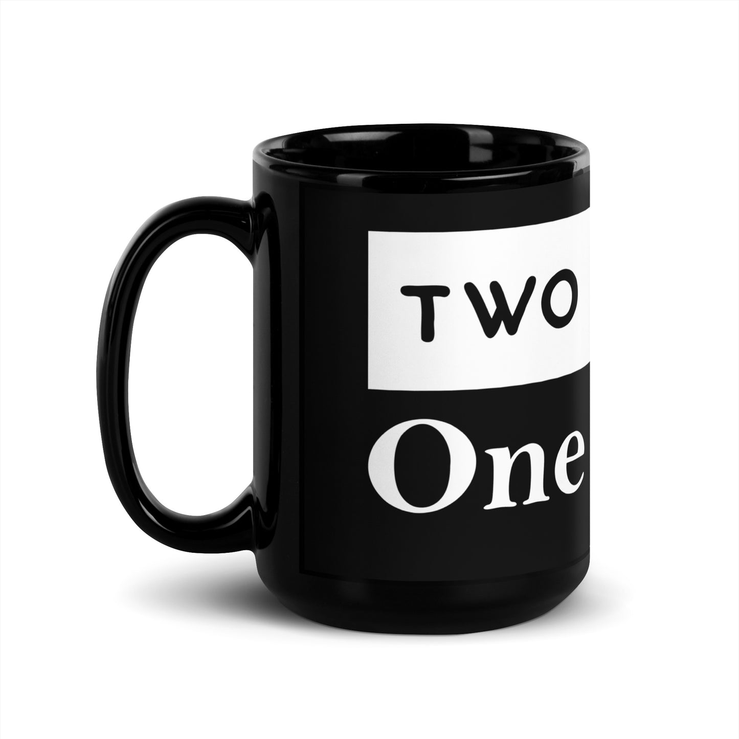 Two Words One Finger Black Glossy Mug