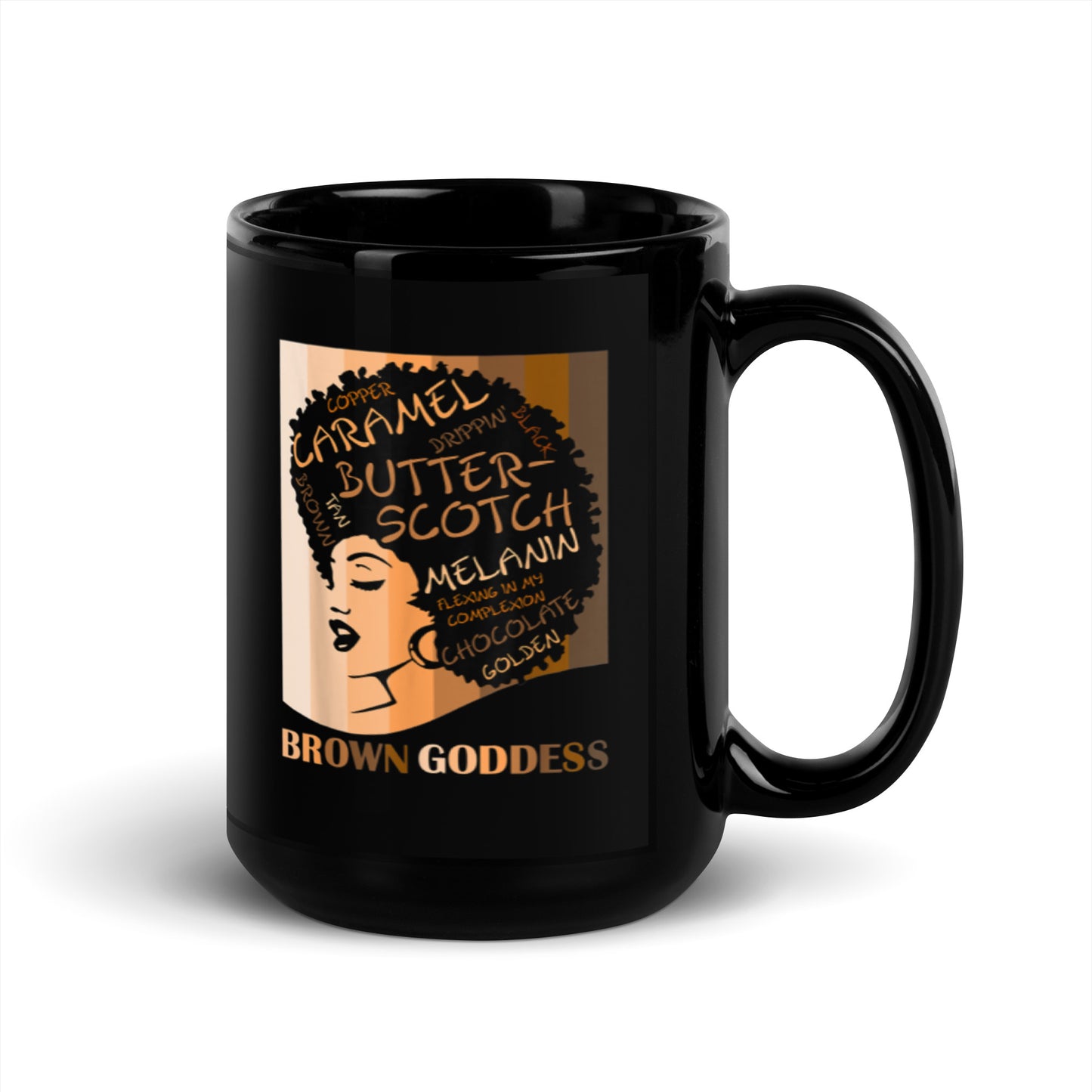 Brown Goddess Black Glossy Mug