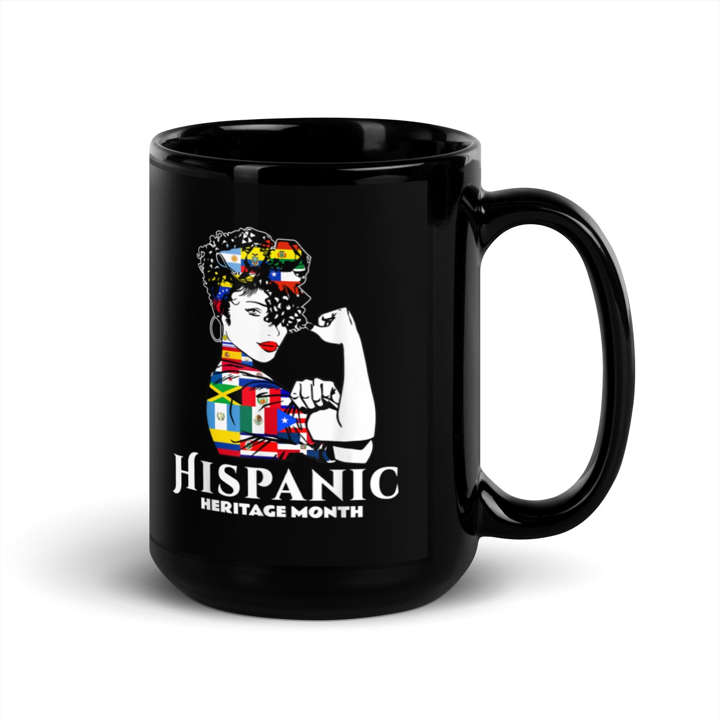 Hispanic Heritage Month Black Glossy Mug