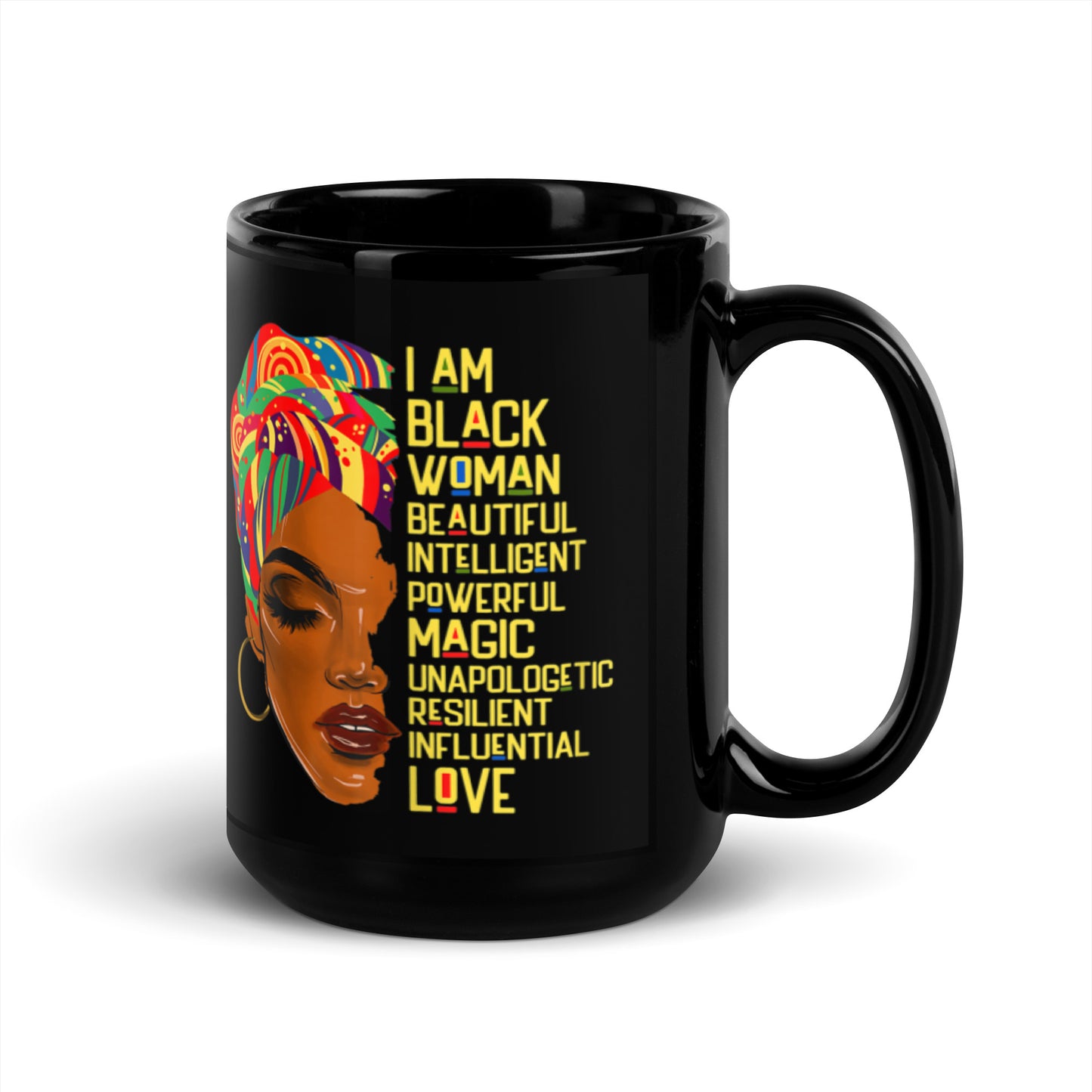 I Am A Black Woman Black Glossy Mug