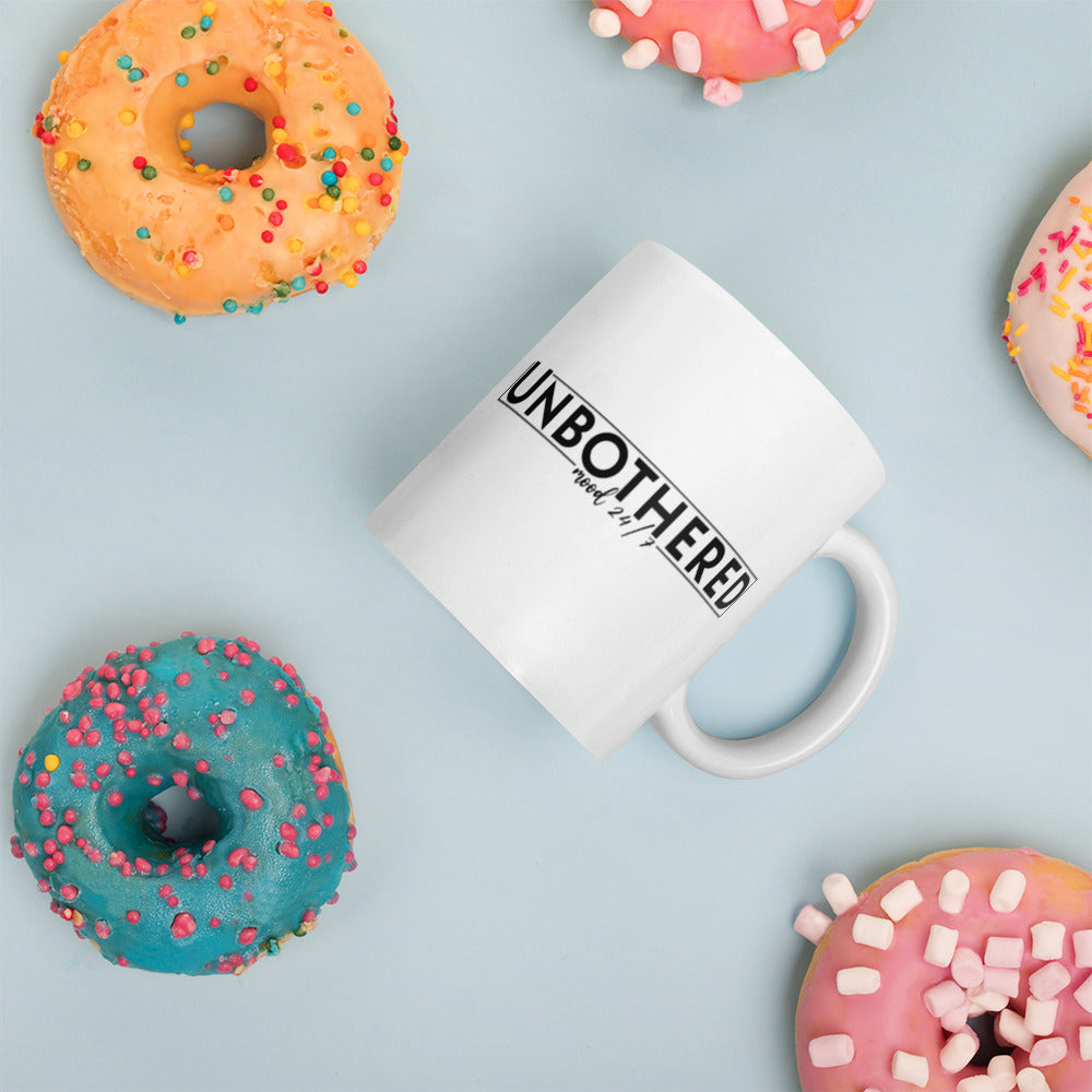 Unbothered White glossy mug Funny Coffee Mug