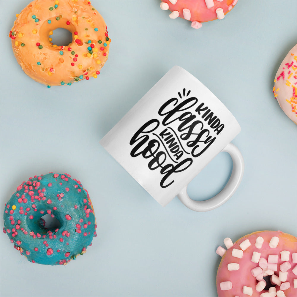 Kinda Classy Kinda Hood White glossy mug White Glossy Coffee Mug