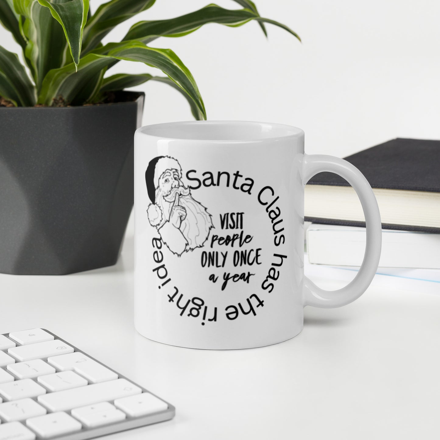 Santa Has The Right Idea White glossy mug Funny Coffee Mug