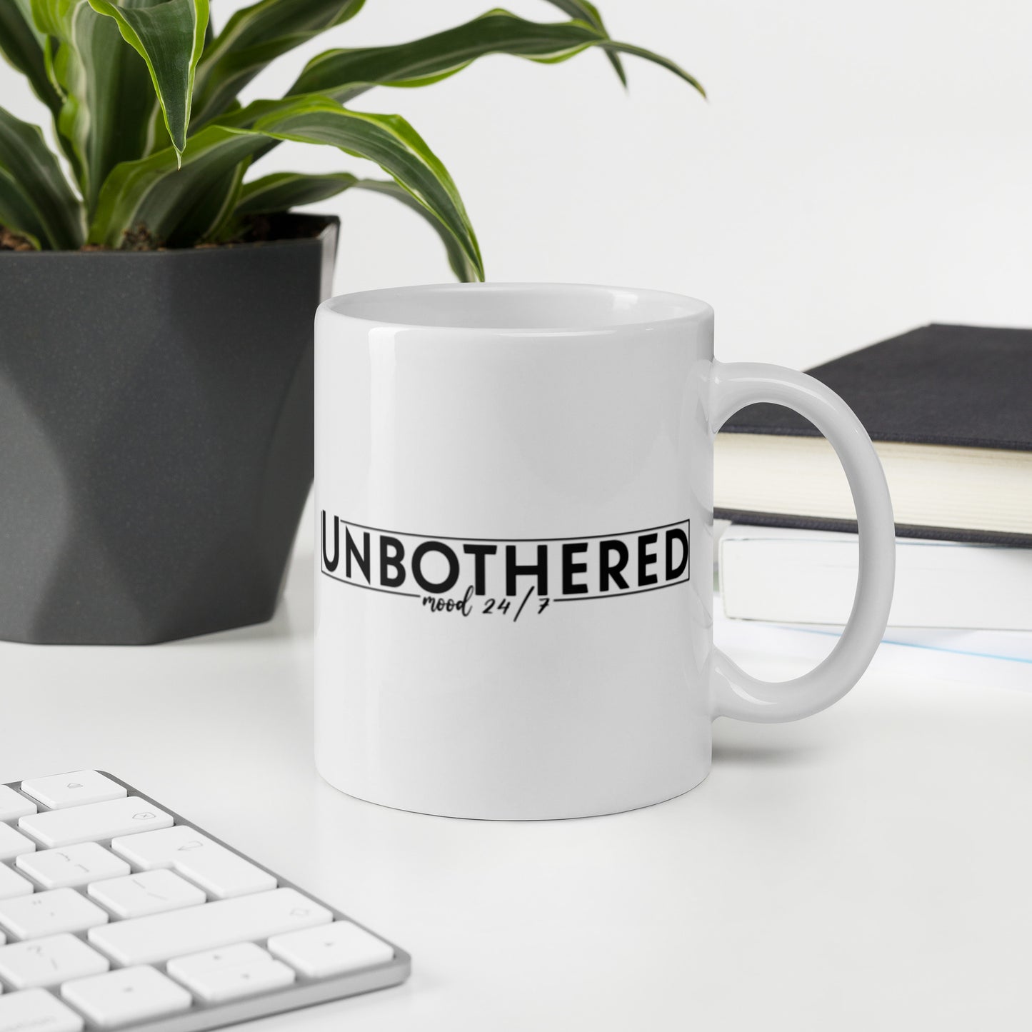Unbothered White glossy mug Funny Coffee Mug