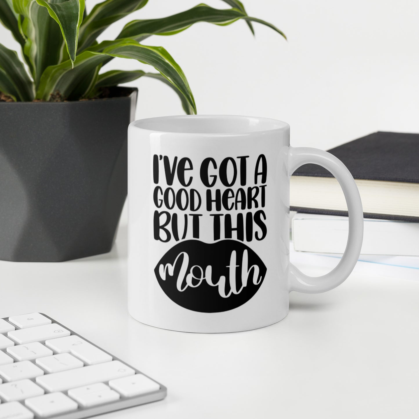 I’ve Got A Good Heart But This Mouth White glossy mug White Coffee Mug