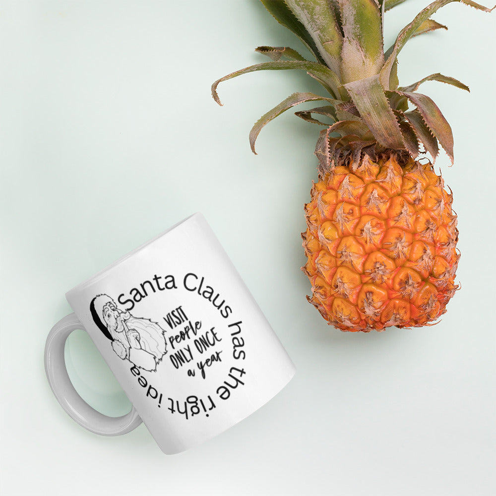 Santa Has The Right Idea White glossy mug Funny Coffee Mug