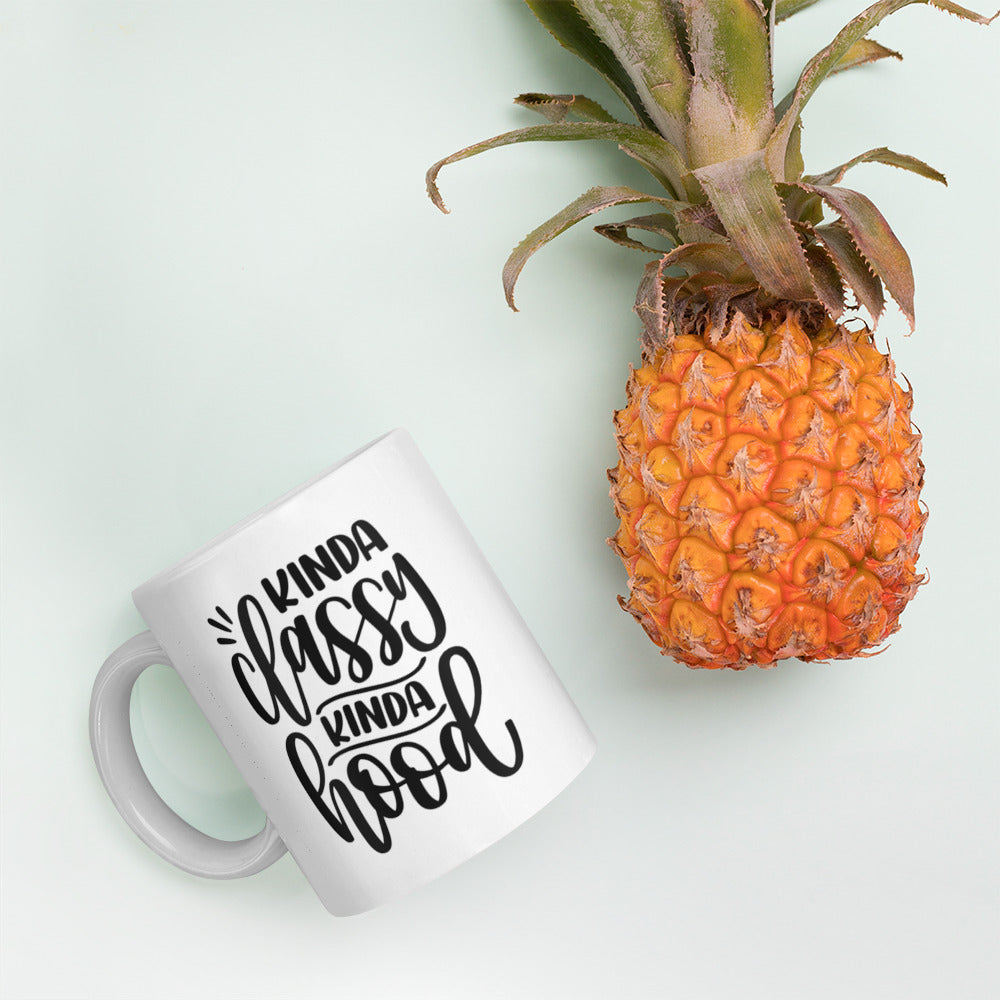 Kinda Classy Kinda Hood White glossy mug White Glossy Coffee Mug