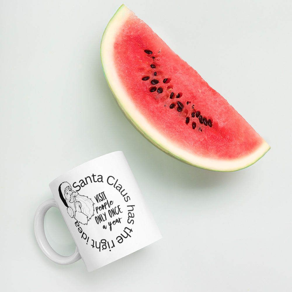Santa Has The Right Idea White glossy mug Funny Coffee Mug