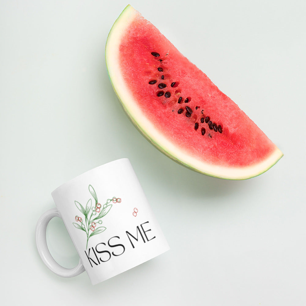 Kiss Me White glossy mug Ceramic White Glossy Coffee Mug