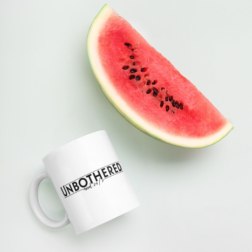 Unbothered White glossy mug Funny Coffee Mug