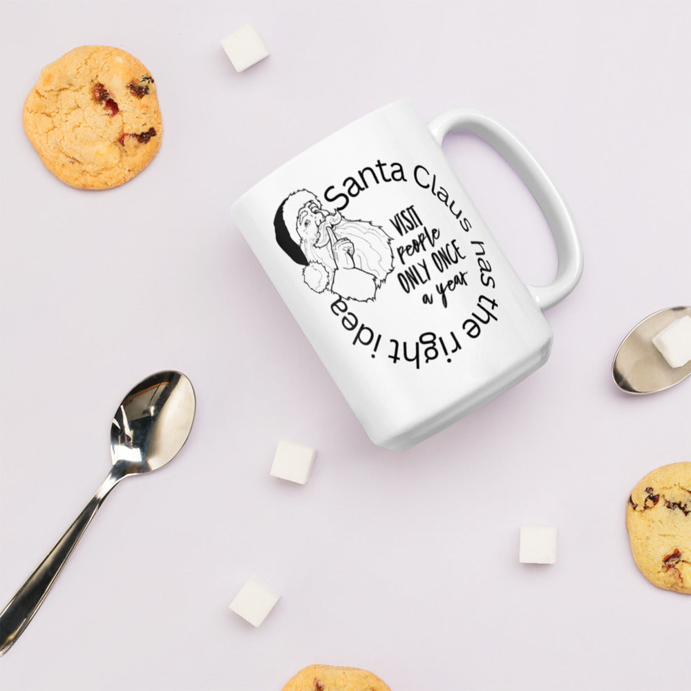 Santa Has The Right Idea White glossy mug Funny Coffee Mug
