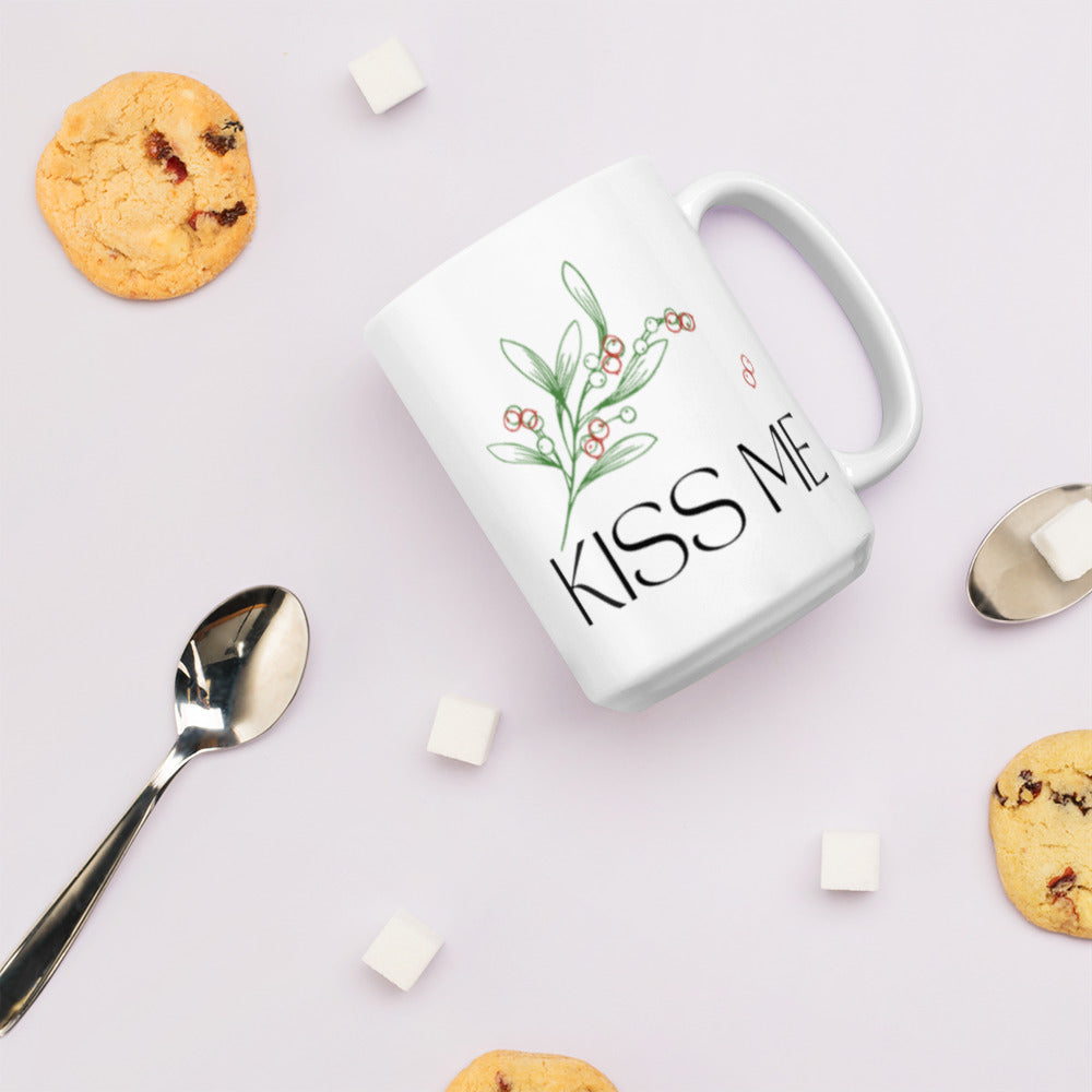 Kiss Me White glossy mug Ceramic White Glossy Coffee Mug