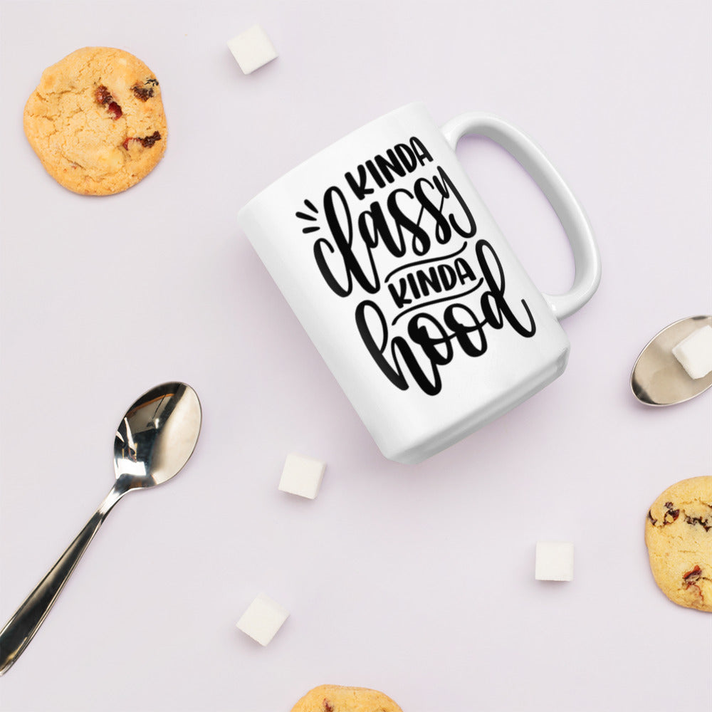 Kinda Classy Kinda Hood White glossy mug White Glossy Coffee Mug