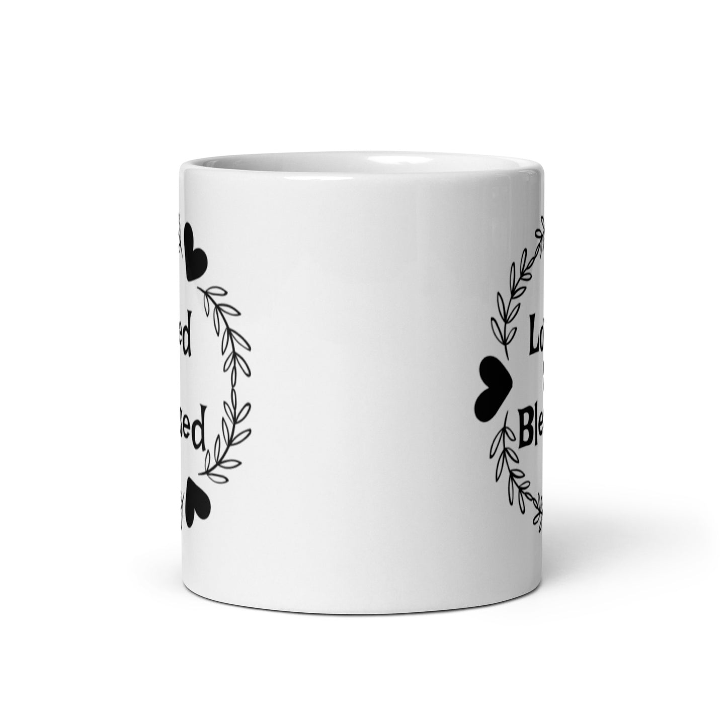 Loved & Blessed White glossy mug