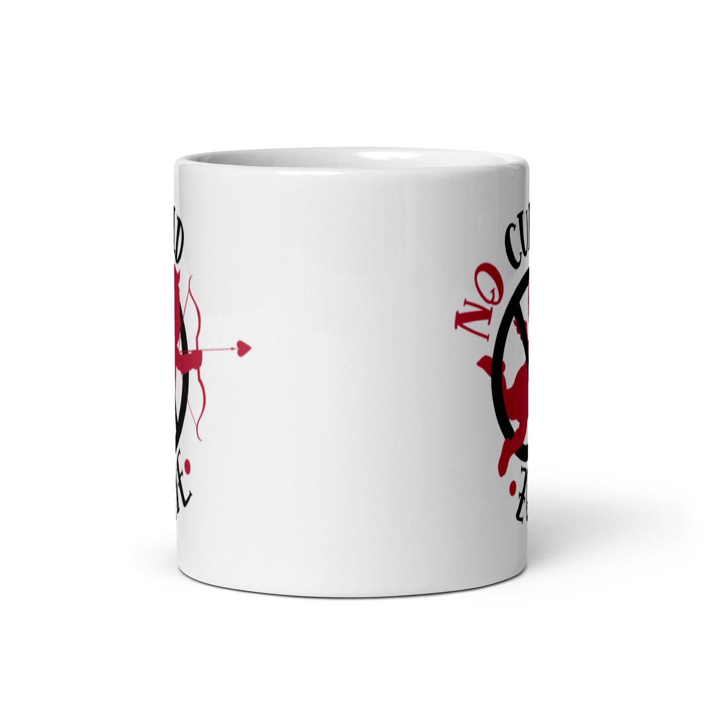 No Cupid Zone White glossy mug