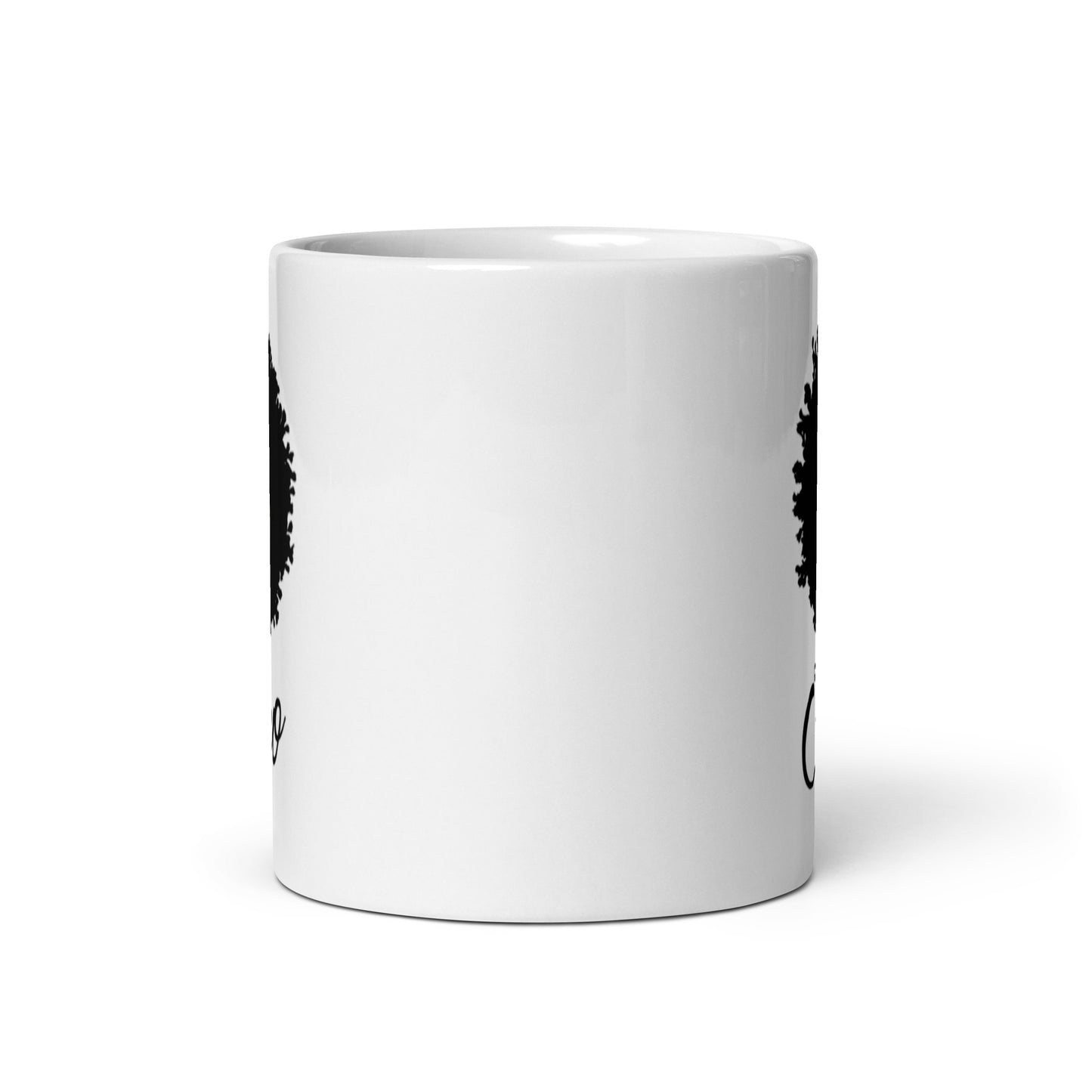 Afro White glossy mug