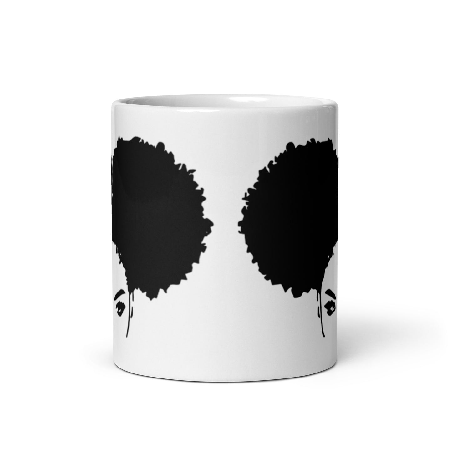 Face Afro Puffs White glossy mug