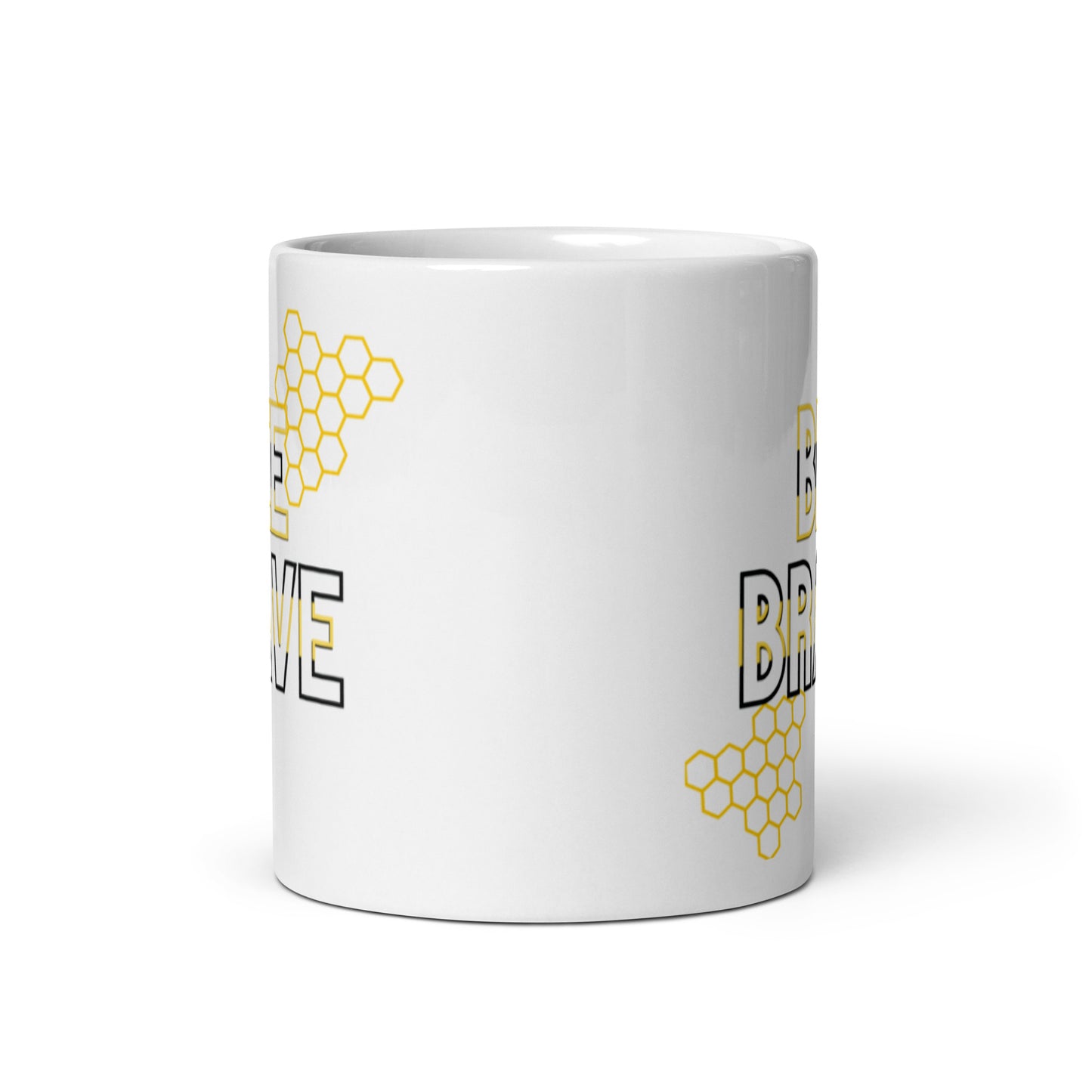 Bee Brave White glossy mug