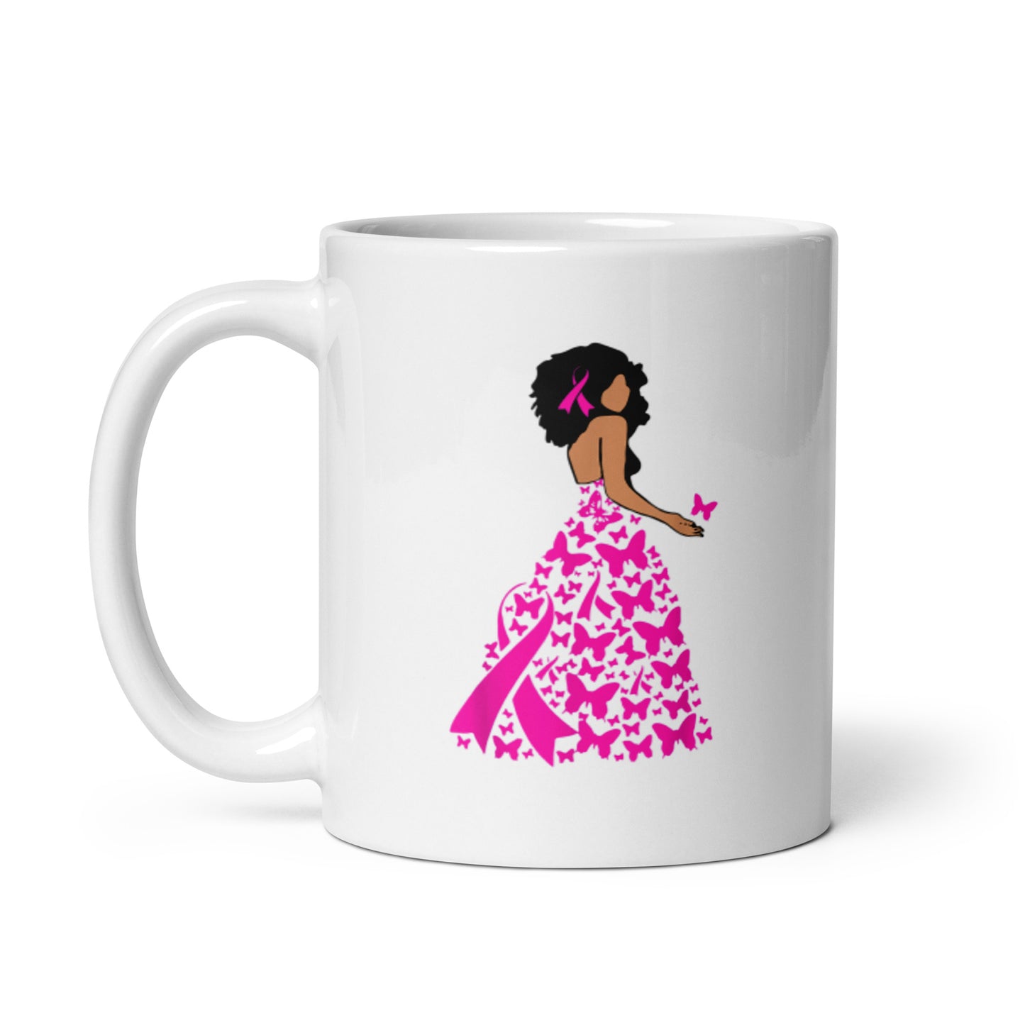 Breast Cancer Awareness White glossy mug