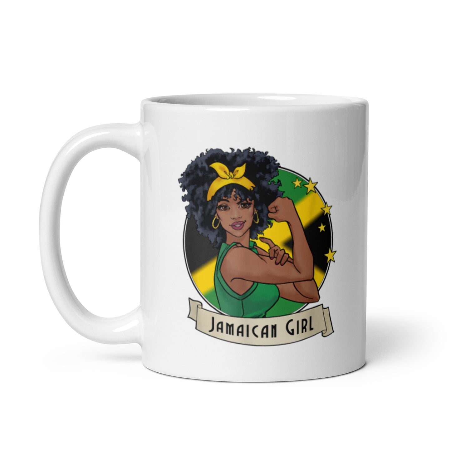Jamaican Girl White glossy mug