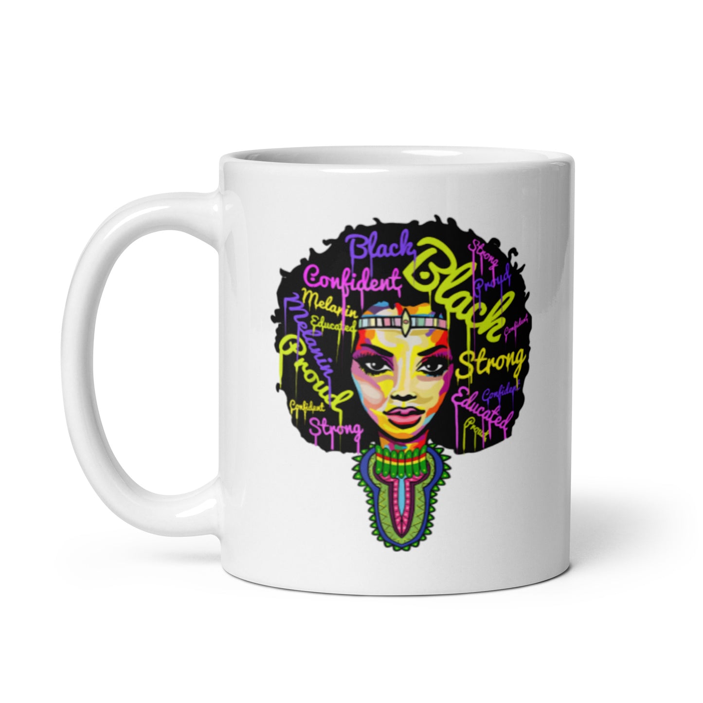 Black COnfident Strong White glossy mug