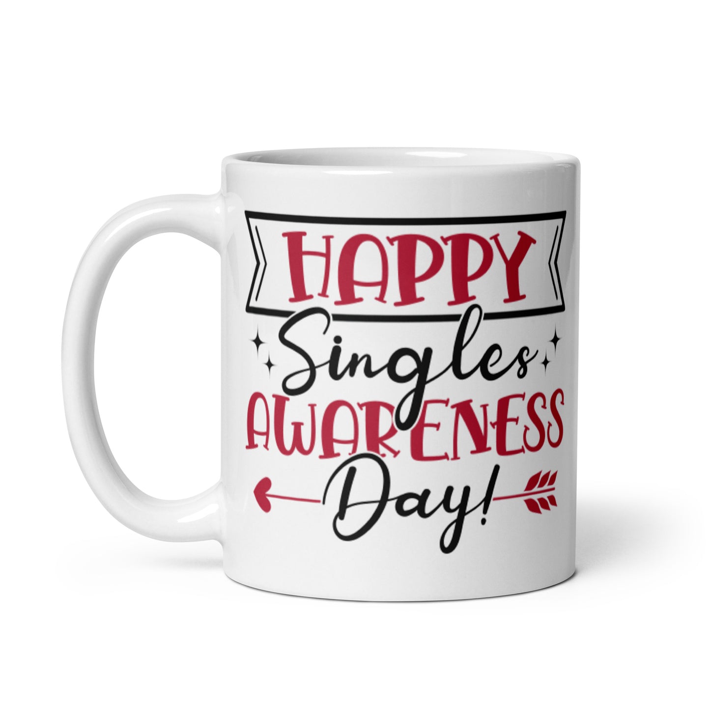 Happy Singles Awareness Day White glossy mug