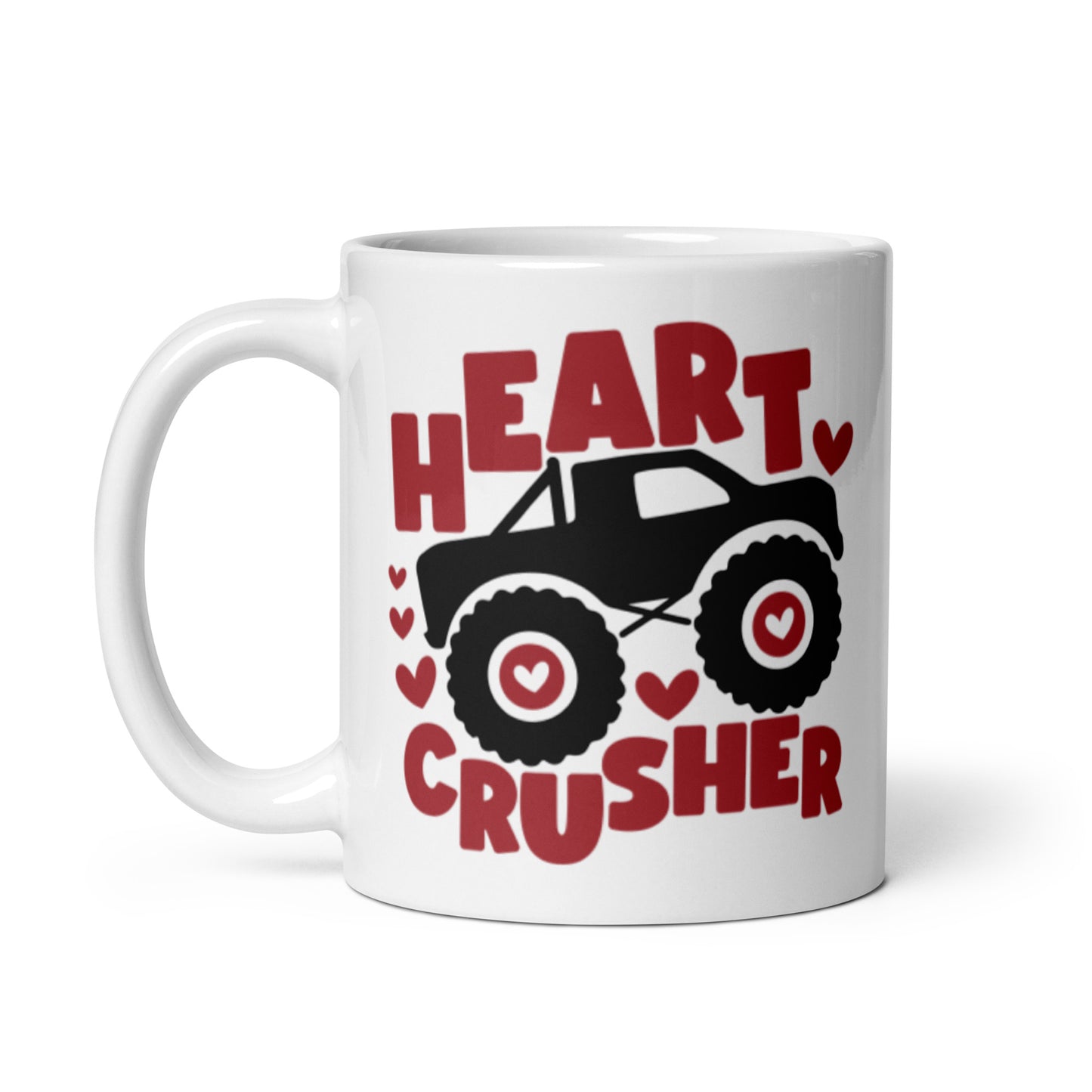 Heart Crusher White glossy mug