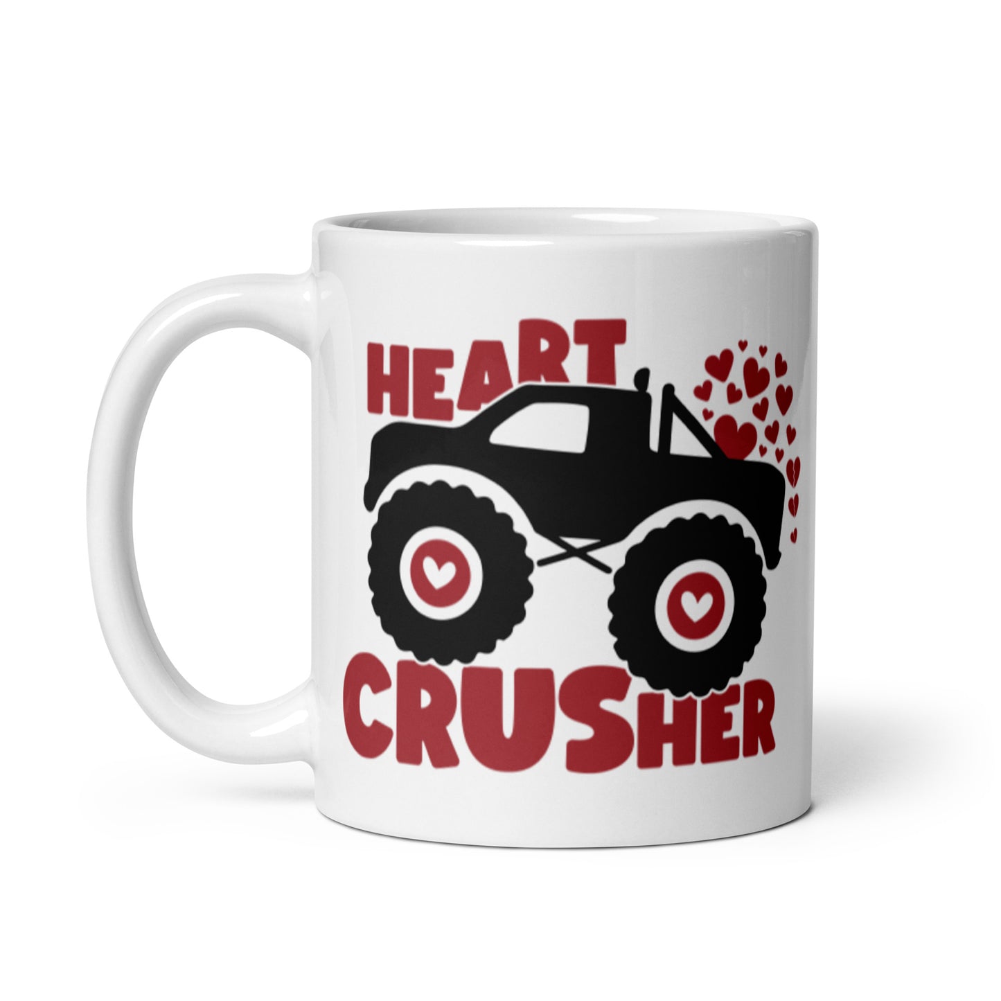 Heart Crusher White glossy mug
