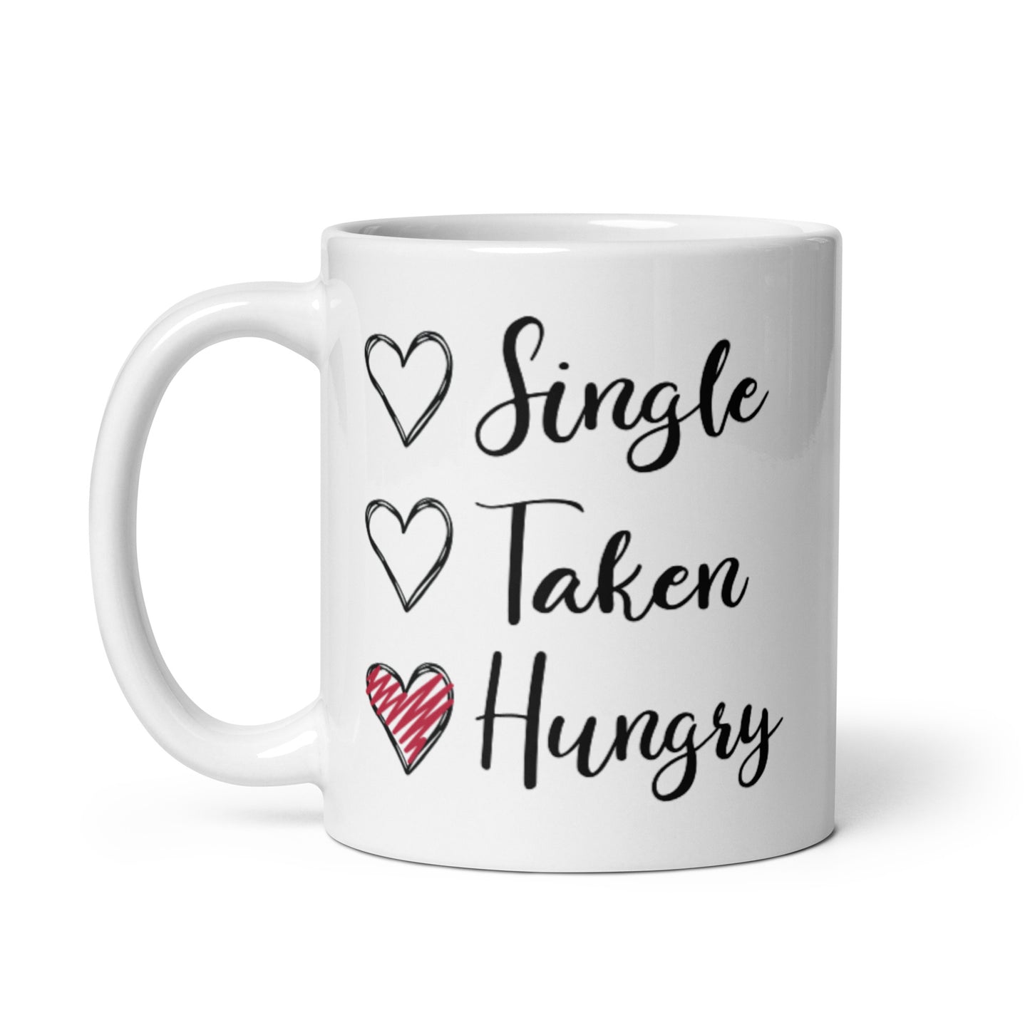 Single Taken HungryWhite glossy mug